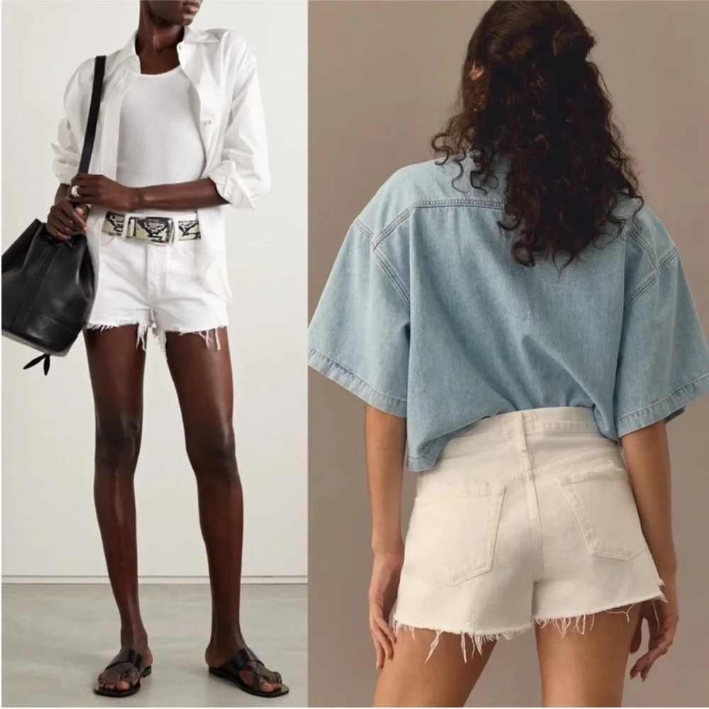 AGOLDE 90s Organic Cotton Denim High Rise Fray Hem Cutoff Relaxed Jean Shorts 30